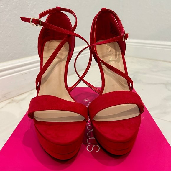 NWT Shoe Dazzle - Raschelle Platform Heeled Sandal - Size 8 - Red Color - Picture 2 of 6